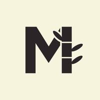Brief m Bambus Logo Design Symbol Vektor