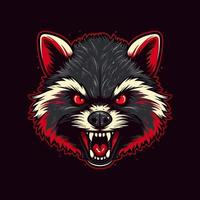 en logotyp av en arg racoon huvud, designad i esports illustration stil vektor