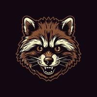 en logotyp av en arg racoon huvud, designad i esports illustration stil vektor