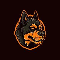 en logotyp av en zombie hund huvud, designad i esports illustration stil vektor