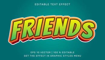 vänner 3d redigerbar text effekt vektor
