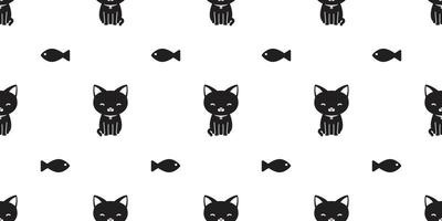 Katze nahtlos Muster Vektor schwarz Katze Fisch isoliert Hintergrund Hintergrund