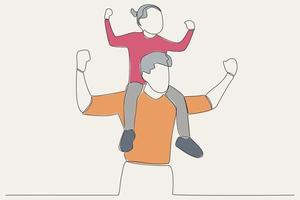Farbe Illustration von ein Vater Tragen seine Tochter auf seine Schulter vektor