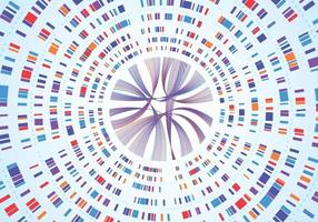 genomet infografik. dna sekvens visualisering, genetisk kartläggning, gen streckkodning. abstrakt kromosom Karta diagram, genetik analys vektor begrepp