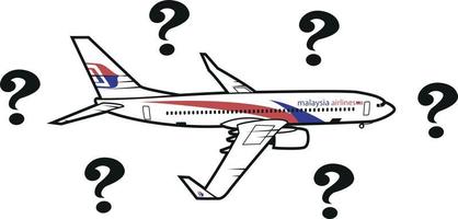 Illustration von fehlt malaysisch Flugzeug mit Frage Markierungen um das Flugzeug vektor