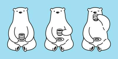 Bär Vektor Symbol Polar- Bär Logo Panda Teddy Illustration Kaffee Tee trinken Karikatur Gekritzel