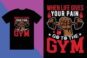 Gym t-shirt design, beställnings- t-shirt design, t-shirt design vektor