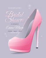 lyxig och elegant brud- dusch inbjudan kort. modern bröllop hög häl sko. bröllop stilett hälar med bloss. vektor illustration