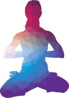 farbig Silhouette von ein Person Sitzung im Yoga Lotus Pose vektor