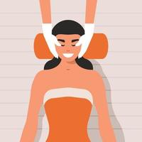 Bild von ein Frau Empfang ein Gesicht Massage vektor