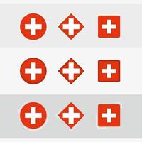 schweiz flagga ikoner uppsättning, vektor flagga av schweiz.