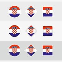 kroatien flagga ikoner uppsättning, vektor flagga av kroatien.