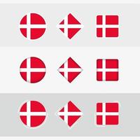 Danmark flagga ikoner uppsättning, vektor flagga av Danmark.