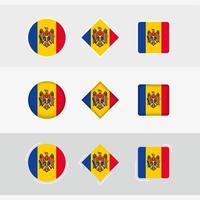 moldavien flagga ikoner uppsättning, vektor flagga av moldavien.