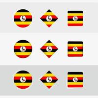 Uganda Flagge Symbole Satz, Vektor Flagge von Uganda.