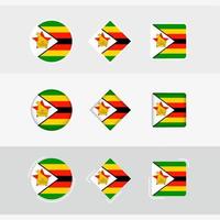 zimbabwe flagga ikoner uppsättning, vektor flagga av zimbabwe.