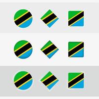 tanzania flagga ikoner uppsättning, vektor flagga av tanzania.