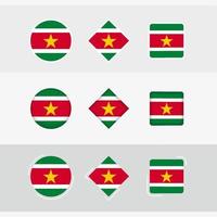 suriname flagga ikoner uppsättning, vektor flagga av surinam.