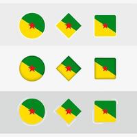 franska Guyana flagga ikoner uppsättning, vektor flagga av franska guiana.