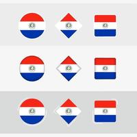 paraguay flagga ikoner uppsättning, vektor flagga av paraguay.