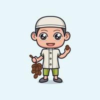 söt tecknad serie muslim pojke karaktär vektor