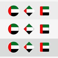 förenad arab emirates flagga ikoner uppsättning, vektor flagga av förenad arab emiraten.