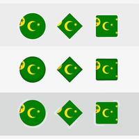 cocos öar flagga ikoner uppsättning, vektor flagga av cocos öar.