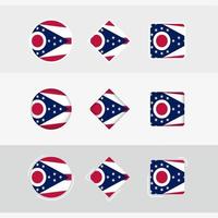 ohio flagga ikoner uppsättning, vektor flagga av ohio.