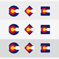 colorado flagga ikoner uppsättning, vektor flagga av colorado.