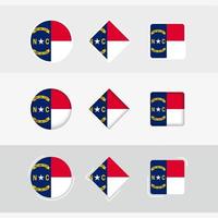 norr Carolina flagga ikoner uppsättning, vektor flagga av norr carolina.