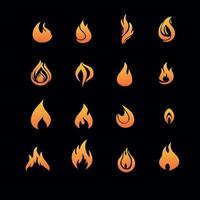 Farbverlauf Feuer Symbol Logo gesetzt vektor