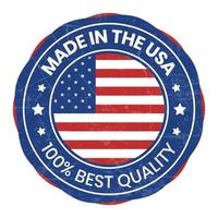 tillverkad i USA bricka, tillverkad i de USA emblem, amerikan flagga, tillverkad i USA täta, ikoner, märka, stämpel, klistermärke, stjärna vektor illustration design för företag och försäljning med grunge textur