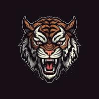 en logotyp av en arg tiger huvud, designad i esports illustration stil vektor