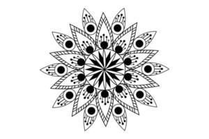 ritad för hand mandala med blommig mönster. dekorativ mandala vuxen färg bok sida. mandala mönster för henna, mehndi, tatuering, och dekoration. vektor