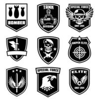 einstellen von Militär- Patches Design vektor