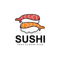 sushi logotyp, japansk mat sushi skaldjur vektor, japansk kök produkt varumärke design, mall ikon vektor