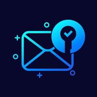krypterat meddelande, skyddad e-postikon, vektor