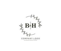 Initiale bh Briefe schön Blumen- feminin editierbar vorgefertigt Monoline Logo geeignet zum Spa Salon Haut Haar Schönheit Boutique und kosmetisch Unternehmen. vektor