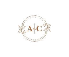 Initiale ac Briefe schön Blumen- feminin editierbar vorgefertigt Monoline Logo geeignet zum Spa Salon Haut Haar Schönheit Boutique und kosmetisch Unternehmen. vektor