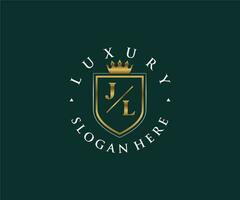 första jl brev kunglig lyx logotyp mall i vektor konst för restaurang, kungligheter, boutique, Kafé, hotell, heraldisk, Smycken, mode och Övrig vektor illustration.