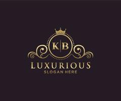 Royal Luxury Logo-Vorlage mit anfänglichem kb-Buchstaben in Vektorgrafiken für Restaurant, Lizenzgebühren, Boutique, Café, Hotel, Heraldik, Schmuck, Mode und andere Vektorillustrationen. vektor