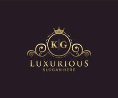 Anfangsbuchstaben kg Royal Luxury Logo Vorlage in Vektorgrafiken für Restaurant, Lizenzgebühren, Boutique, Café, Hotel, heraldisch, Schmuck, Mode und andere Vektorillustrationen. vektor