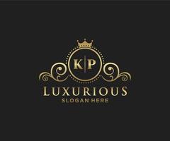 Royal Luxury Logo-Vorlage mit anfänglichem kp-Buchstaben in Vektorgrafiken für Restaurant, Lizenzgebühren, Boutique, Café, Hotel, Heraldik, Schmuck, Mode und andere Vektorillustrationen. vektor