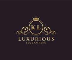 Royal Luxury Logo-Vorlage mit anfänglichem kl-Buchstaben in Vektorgrafiken für Restaurant, Lizenzgebühren, Boutique, Café, Hotel, Heraldik, Schmuck, Mode und andere Vektorillustrationen. vektor