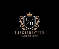 Royal Luxury Logo-Vorlage mit anfänglichem Lo-Buchstaben in Vektorgrafiken für Restaurant, Lizenzgebühren, Boutique, Café, Hotel, Heraldik, Schmuck, Mode und andere Vektorillustrationen. vektor