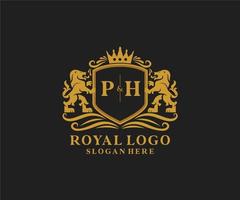 Anfangsbuchstabe ph lion royal Luxus-Logo-Vorlage in Vektorgrafiken für Restaurant, Lizenzgebühren, Boutique, Café, Hotel, heraldisch, Schmuck, Mode und andere Vektorillustrationen. vektor