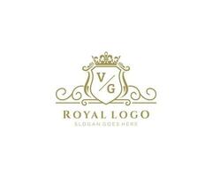 Initiale vg Brief luxuriös Marke Logo Vorlage, zum Restaurant, Königtum, Boutique, Cafe, Hotel, heraldisch, Schmuck, Mode und andere Vektor Illustration.