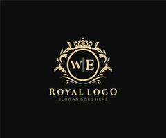 Initiale wir Brief luxuriös Marke Logo Vorlage, zum Restaurant, Königtum, Boutique, Cafe, Hotel, heraldisch, Schmuck, Mode und andere Vektor Illustration.