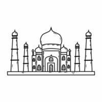 taj mahal palats. landmärke av Indien. undra av värld. vektor klotter illustration. skiss.