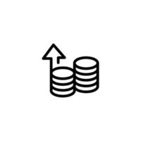 ikon mynt med pil upp finansiera ikon linje vektor